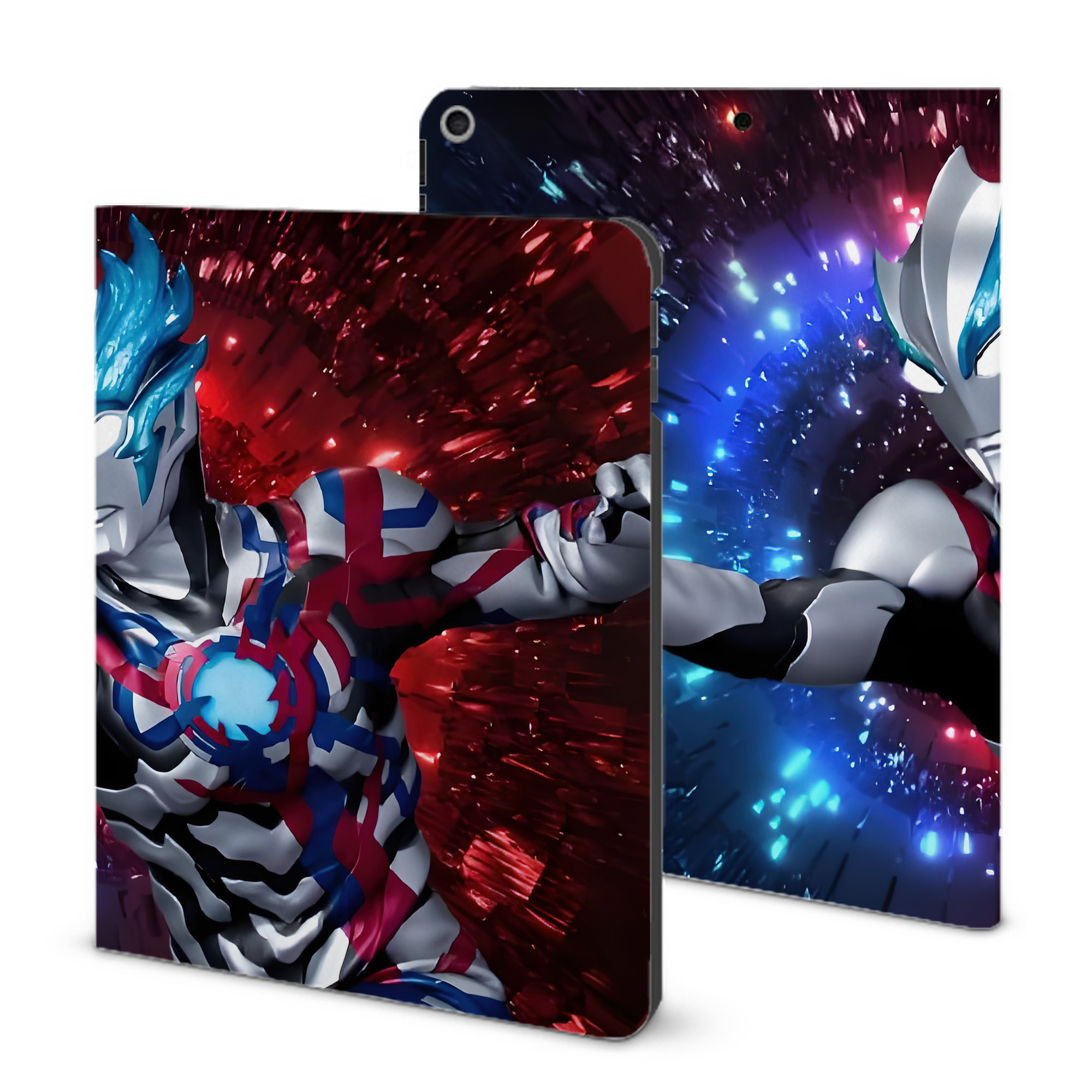 （画像用） ウルトラマン Ultraman IPad ケース ブック型 PUレザー TPU 耐衝撃 軽量 薄型 ペン収納なし 全面保護 IPad 各モデル対応